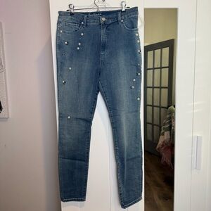 Gloria Vanderbilt Blue Slimming Jeans with Pearl Accents – Women’s Size 12
